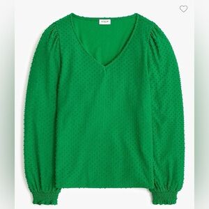 NWT J.Crew Factory Green V-neck clip-dot top - Size Small